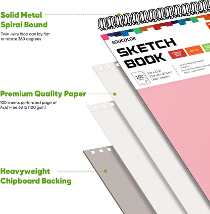 Soucolor 9"x12" Sketch Book 2-Pack: Halloween & Christmas Art Supplies for Kids Ages 5-15, Teens & Adults, Creative Gift Set for Birthdays, School Projects, and All-Season Crafting - Crafty Corner