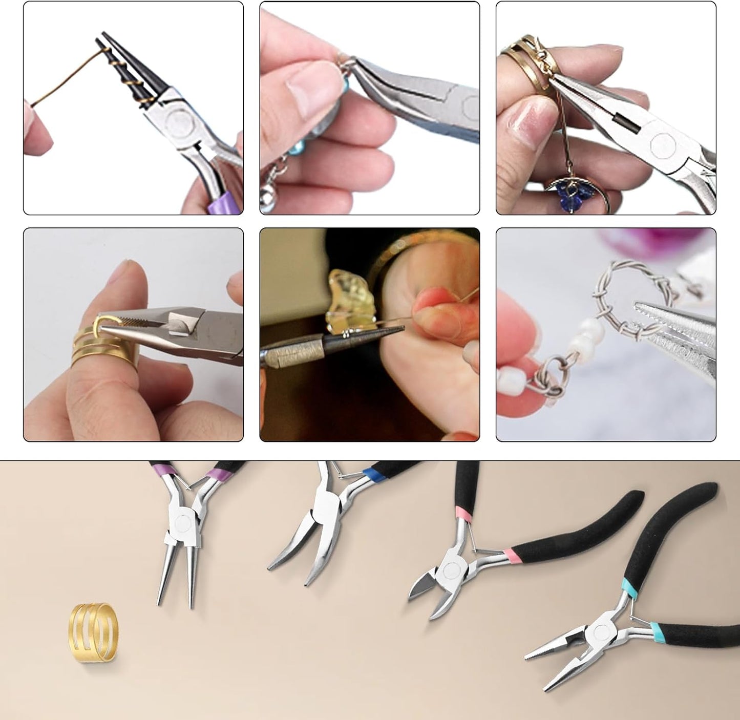 4 Pack Jewelry Making Pliers Tools Set, Jewelry Pliers with Needle Nose, Round Nose Pliers,Crafts Matte Handle - Crafty Corner