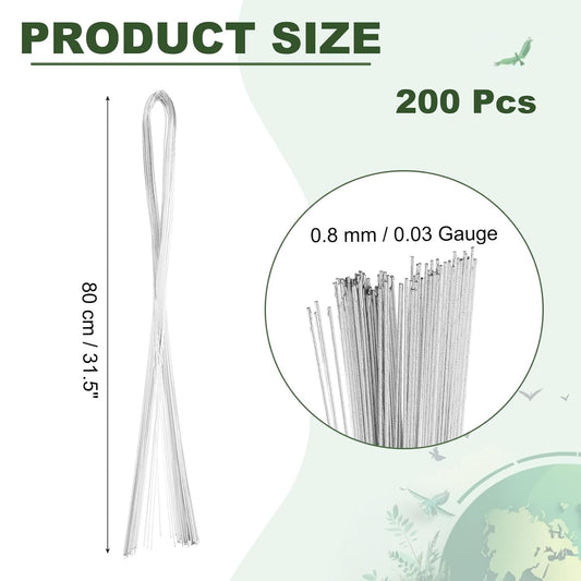 PATIKIL 32 Inch 22 Gauge Floral Stem Wire, 5 Pack/200 Pieces Bouquet Stem Paper Wrapped for DIY Crafts Flower Arrangements, Silver Tone