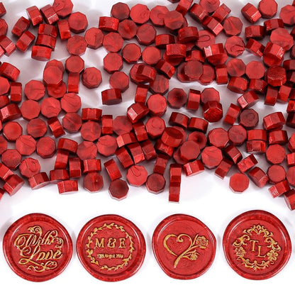 360 Pcs Antique Wine Red Sealing Wax Beads Set for Wax Seal Stamp with Candles and Melting Spoon (360 Count)