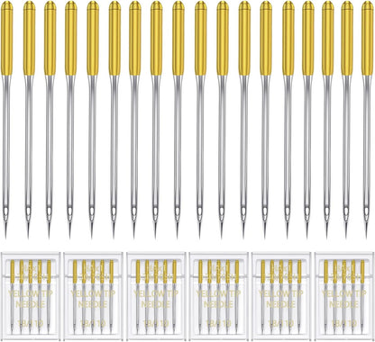 HONEYSEW 30 Pieces Sewing Machine Needles HAX1 130/705H Universal Regular Point Flat Shank Sewing Needle Compatible with Singer, Brother,Janome,Pfaff and Other Brand (Yellow Size 18-30PCS)