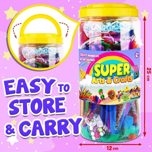 FUNZBO Arts and Crafts School Supplies for Kids -Kindergarten School Supplies Set with Glitter Glue Stick,Glue, Pipe Cleaners Craft and Kids' Scissor, Birthday Gifts for Girls Boys Age 4+