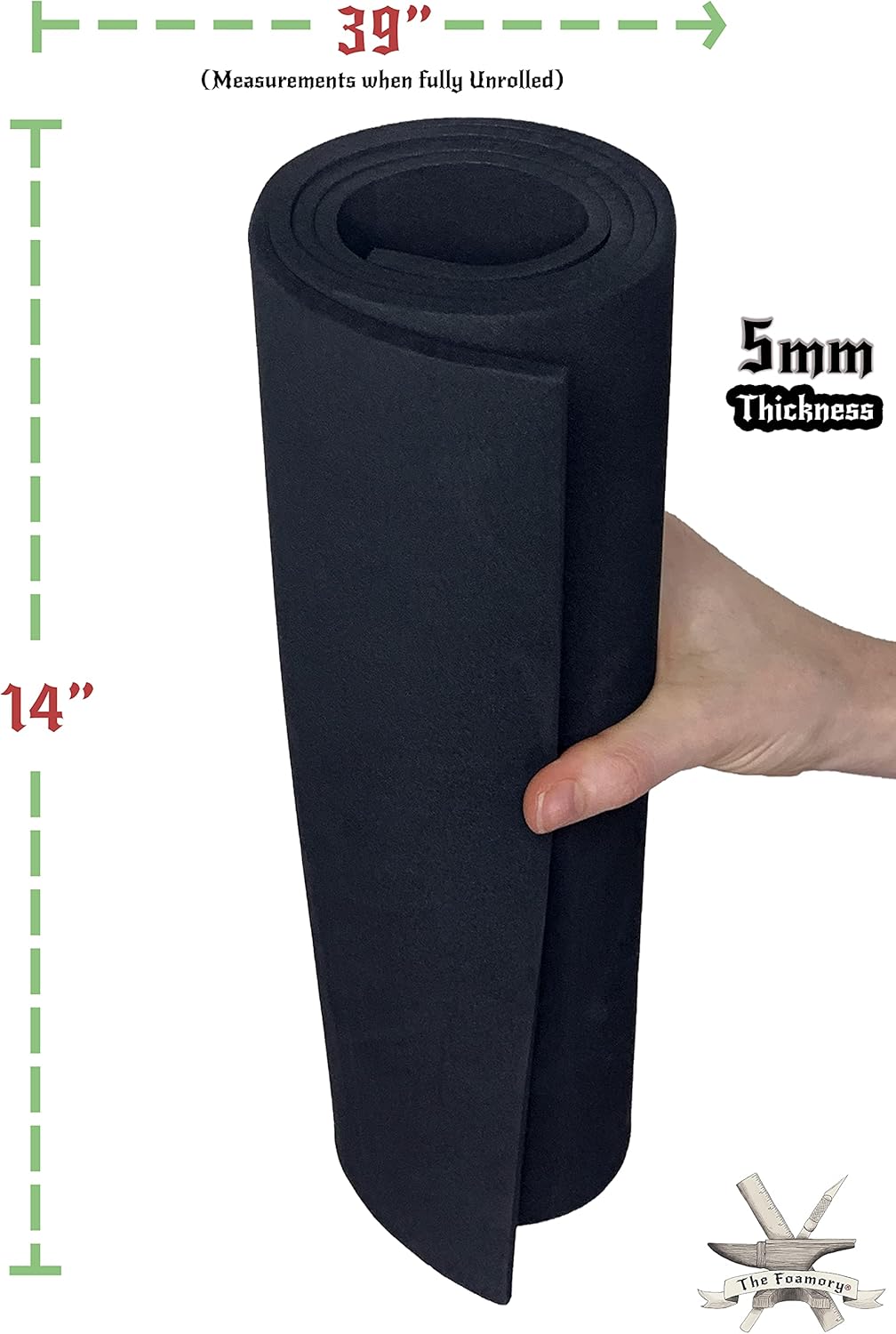 Shape Retention EVA Cosplay Foam 5mm (1mm-10mm) 14x39 inch Black or White High Density EVA Foam Sheets. Premium 85 kg/m3 Heat Shape Material for DIY Convention or Halloween Costumes by The Foamory - Crafty Corner