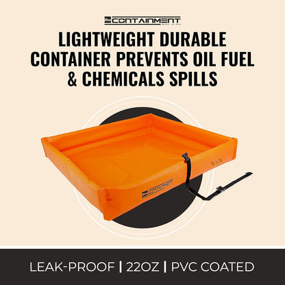 5 ft x 5 ft - 2nd Containment Spill Containment Berm - PVC Orange Made in U.S.A.