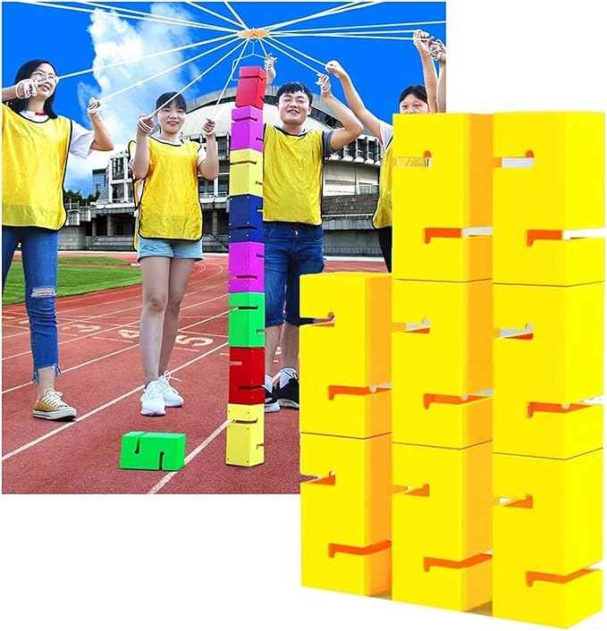 Team Building Games for Work, Weatherproof Team Tower Game Kit for Backyard Parties & Office Icebreakers(Yellow,8PCS)