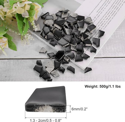 uxcell 500g/1.1LB Irregular Ceramics Mosaic Tiles, 1.3-2 cm Bulk Stained Ceramic Mosaic Pieces Stones Mosaic Kits for DIY Art Craft Projects Home Decor, Black
