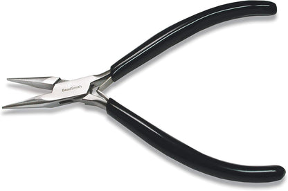 The Beadsmith Chain Nose Pliers – Serrated – Extra Fine Tips – 4.5 inches (114mm) – PVC Grip Handle with Double Leaf Springs – Jewelry Making Tool for Creating Bracelets, Earrings and Necklaces - Crafty Corner