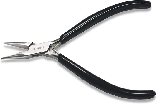 The Beadsmith Chain Nose Pliers – Serrated – Extra Fine Tips – 4.5 inches (114mm) – PVC Grip Handle with Double Leaf Springs – Jewelry Making Tool for Creating Bracelets, Earrings and Necklaces - Crafty Corner