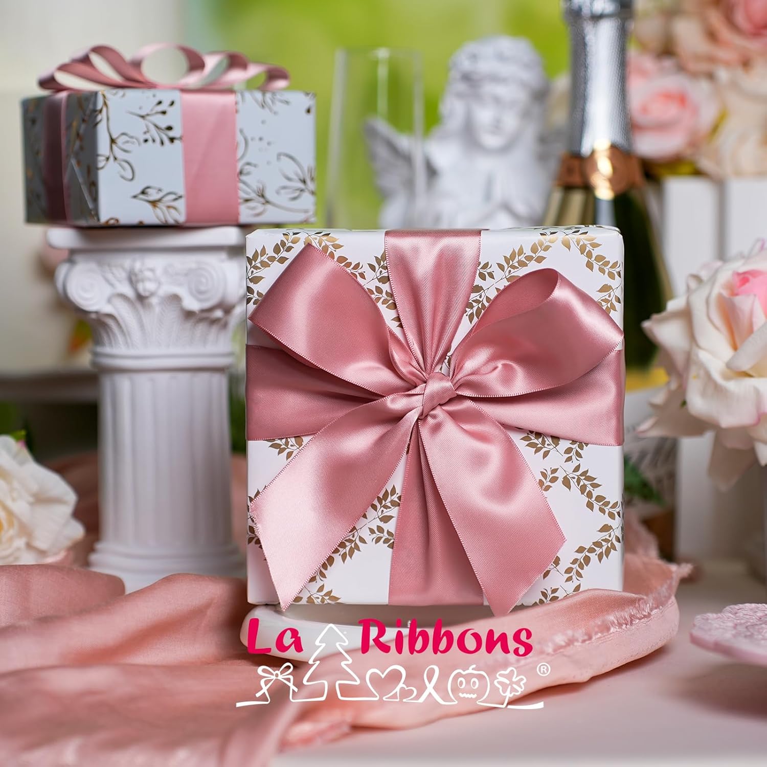 LaRibbons 1 1/2 Inch 50 Yard Double Faced Satin Ribbon,Dust Pink Satin Craft Fabric Ribbon for Gift Wrapping Floral Bouquets Wedding Party Decoration - Crafty Corner
