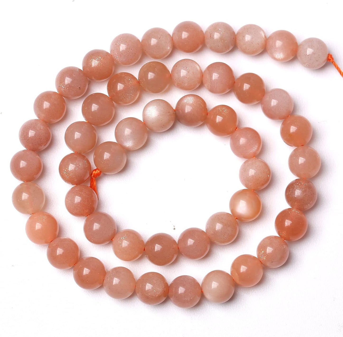 60pcs 6mm 7A Natural Orange Sunstone Round Loose Spacer Beads for Jewelry Making DIY Bracelets Necklaces Healing Energy Stone Beads (6mm, 7a Suntone)