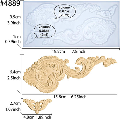 Art Molds for Polyclay Air Dry Clay Plaster Epoxy Resin Fondant Cake Decor Baroque Scrolls