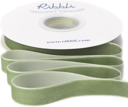 Ribbli Sage Green Velvet Ribbon 5/8 Inches Continuous10 Yard Spool Spring Moss Christmas Ribbon for Gift Wrapping Crafts Home Decor - Crafty Corner