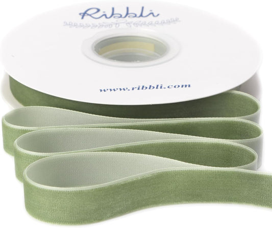 Ribbli Sage Green Velvet Ribbon 5/8 Inches Continuous10 Yard Spool Spring Moss Christmas Ribbon for Gift Wrapping Crafts Home Decor - Crafty Corner