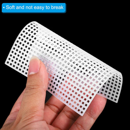 PATIKIL Plastic Mesh Canvas Sheets,10Pcs 4 x 4inch Cross Needlework Blank Yarn Crafting for Embroidery DIY Bookmarks Cup Mats, White, Square