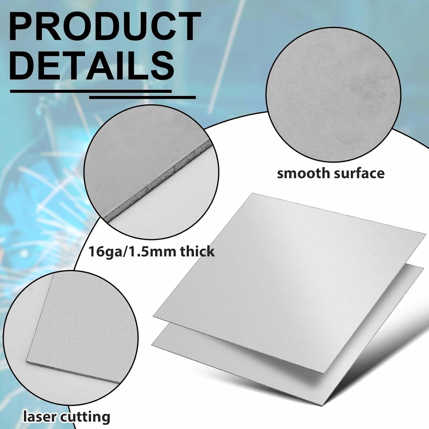 1pcs 16 Gauge 12 x 12 inch Metal Steel Sheet Steel Plate Mild Carbon Cold Rolled Square Weldable Metal Panels for Outside Industrial DIY Use Projects Weld Accessories