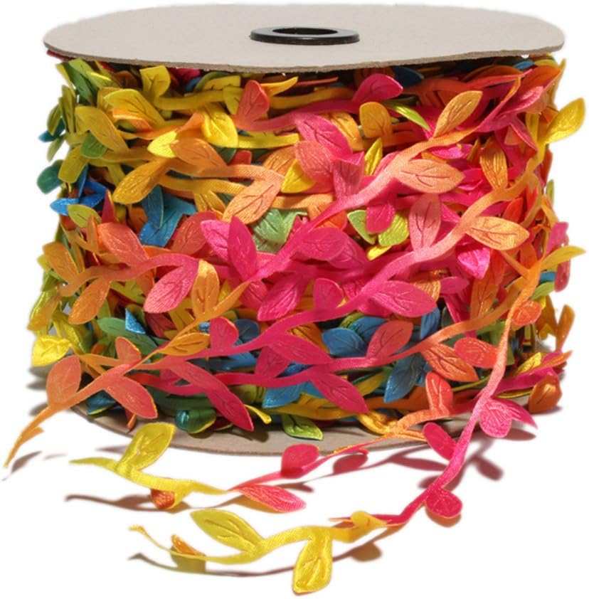 BASOKAN Colorful Rainbow Leaves Leaf Ribbon Trim Rope - 20 Yards - for Garland DIY Crafts and Party Wedding Home Decorations - Crafty Corner
