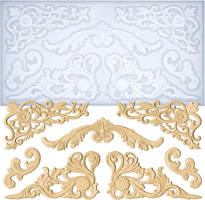 Art Molds for Polyclay Air Dry Clay Plaster Epoxy Resin Fondant Cake Decor Rococo Embellishment