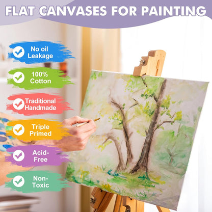 ESRICH Canvas Boards for Painting 12x16 Inch, 8 Pack Canvases for Painting Cotton Primed Acid Free Large Blank Canvas Panels for Oil Paint, Watercolor, Acrylic Paint, Gouache and Tempera.