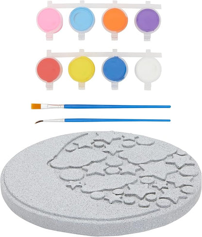Bright Creations Stepping Stones Outdoor Paint-Your-Own Moon & Stars Kit - 10-Inch, Multicolor, 11-Piece - with Acrylic Paint & Brushes - Garden Stone Craft Kit
