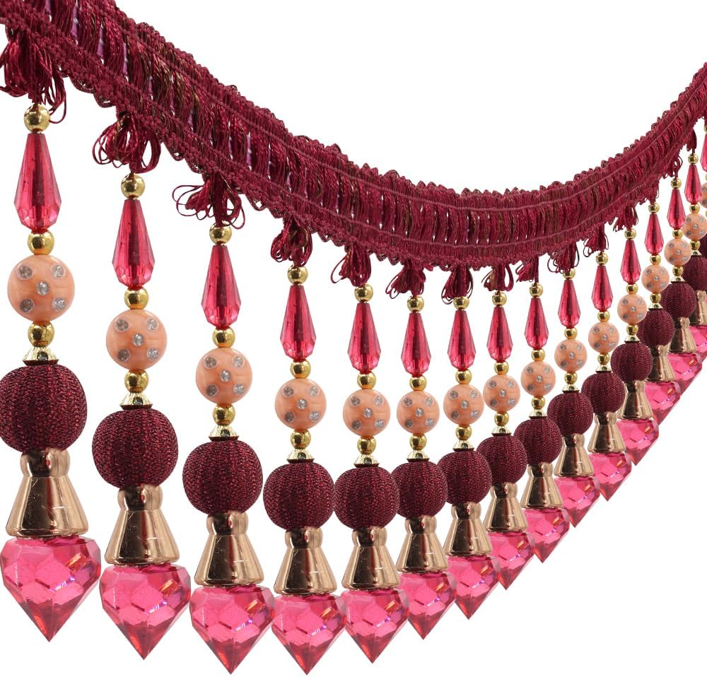 3yards Beading Fringe Trimming Long Beads Tassel Curtain Trim Ribbon Trim for Cover Edge Decorative (red) - Crafty Corner
