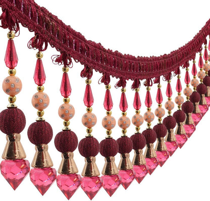 3yards Beading Fringe Trimming Long Beads Tassel Curtain Trim Ribbon Trim for Cover Edge Decorative (red) - Crafty Corner
