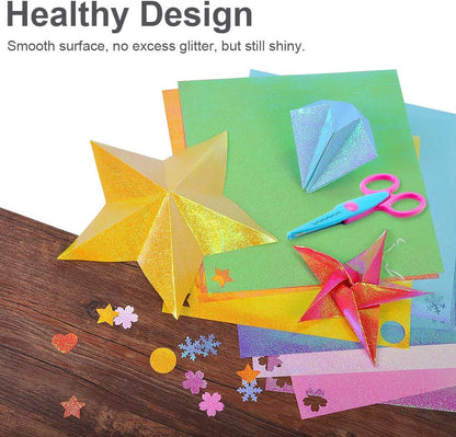 UCEC 50 Sheet Shiny Origami Paper 10 Colors Square Iridescent Origami Paper, Decoration Glitter Square Folding Papers for Kids Arts & Crafts Projects - Crafty Corner