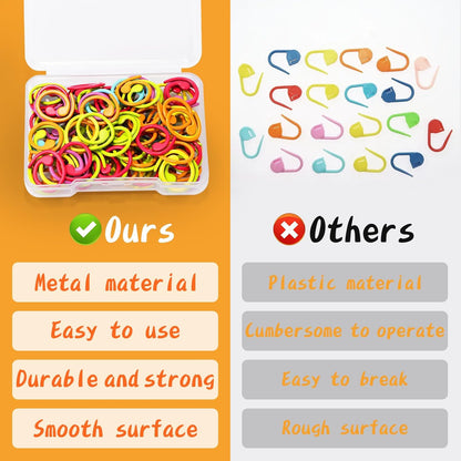 Jmuiiu 100pcs Metal Stitch Markers, Spiral-Shaped Stitch Markers for Crocheting, Colorful Crochet Ring, Crochet Markers for Crocheting and Knitting with Storage Box