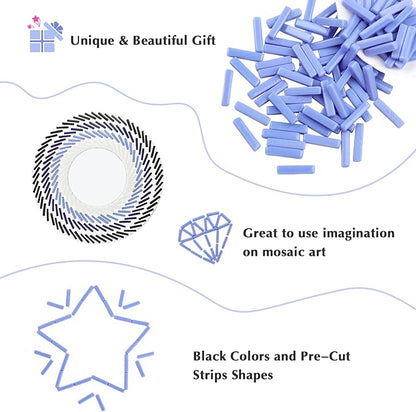 Youway Style Mosaic Tiles for Crafts Bulk,150g Blue Strips Shapes Mosaic Glass Pieces,Glass Mosaic Garden Craft Kit
