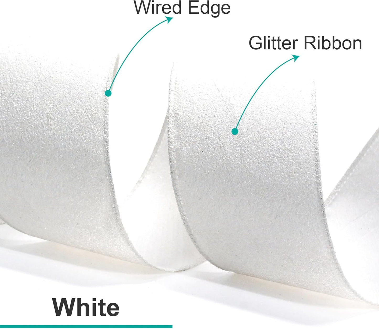 CT CRAFT LLC Glitter Wired Ribbon 1.5" x 10 Yards White for Christmas Home Decor Bow Gift Wrapping DIY Crafts Wreath - Crafty Corner