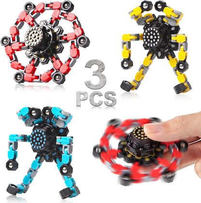 Transformable Fidget Spinners 3 Pcs for Kids and Adults Stress Relief Sensory Toys for Boys and Girls Fingertip Gyros for Party Favors Goodie Bag Stuffers for Kids