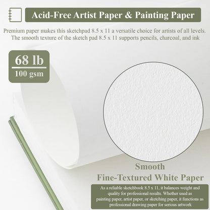 Sketch Book 8.5 x 11, Sketch Pad, Pack of 1 (68lb/100gsm), 100 Sheets Spiral Sketchbook, Acid Free Drawing Paper, Sketch Pads for Drawing for Adults, Art Paper for Drawing and Painting for Kids. - Crafty Corner