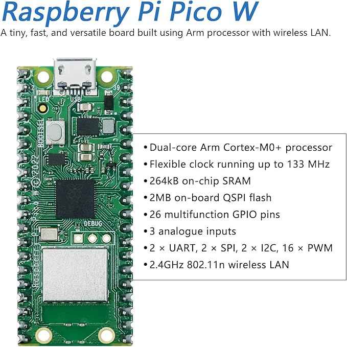 Freenove Mecanum Wheel Car Kit for Raspberry Pi Pico W (Included) (Compatible with Arduino IDE), Dot Matrix Expressions, Obstacle Avoidance, Line Tracking, Light Tracing, Colorful Light, App