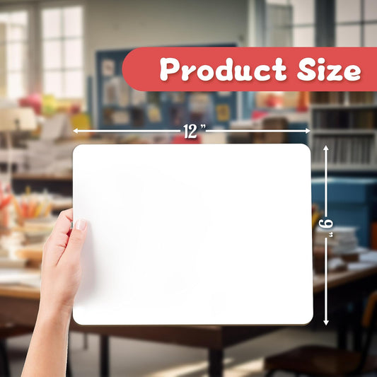 White Board Dry Erase Boards Classroom Pack Mini White Boards 9" x12” Double Sided Personal Whiteboards for Students Teachers School Supplies Lapboards (Set of 6 Boards & Erasers & Pens)