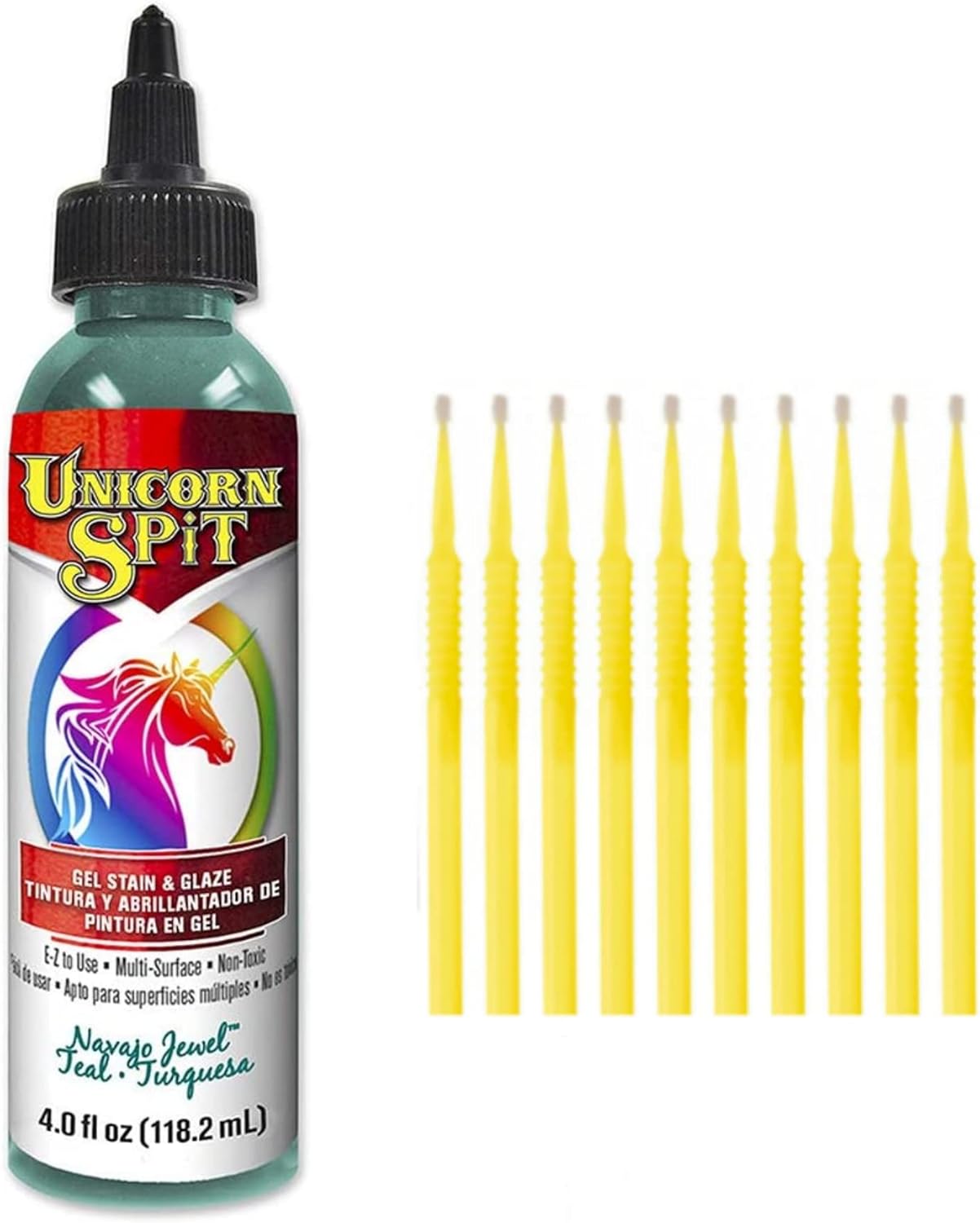 Unicorn SPiT Gel Stain and Glaze in One - Navajo Jewel 4 oz. Bottle Detail Sticks