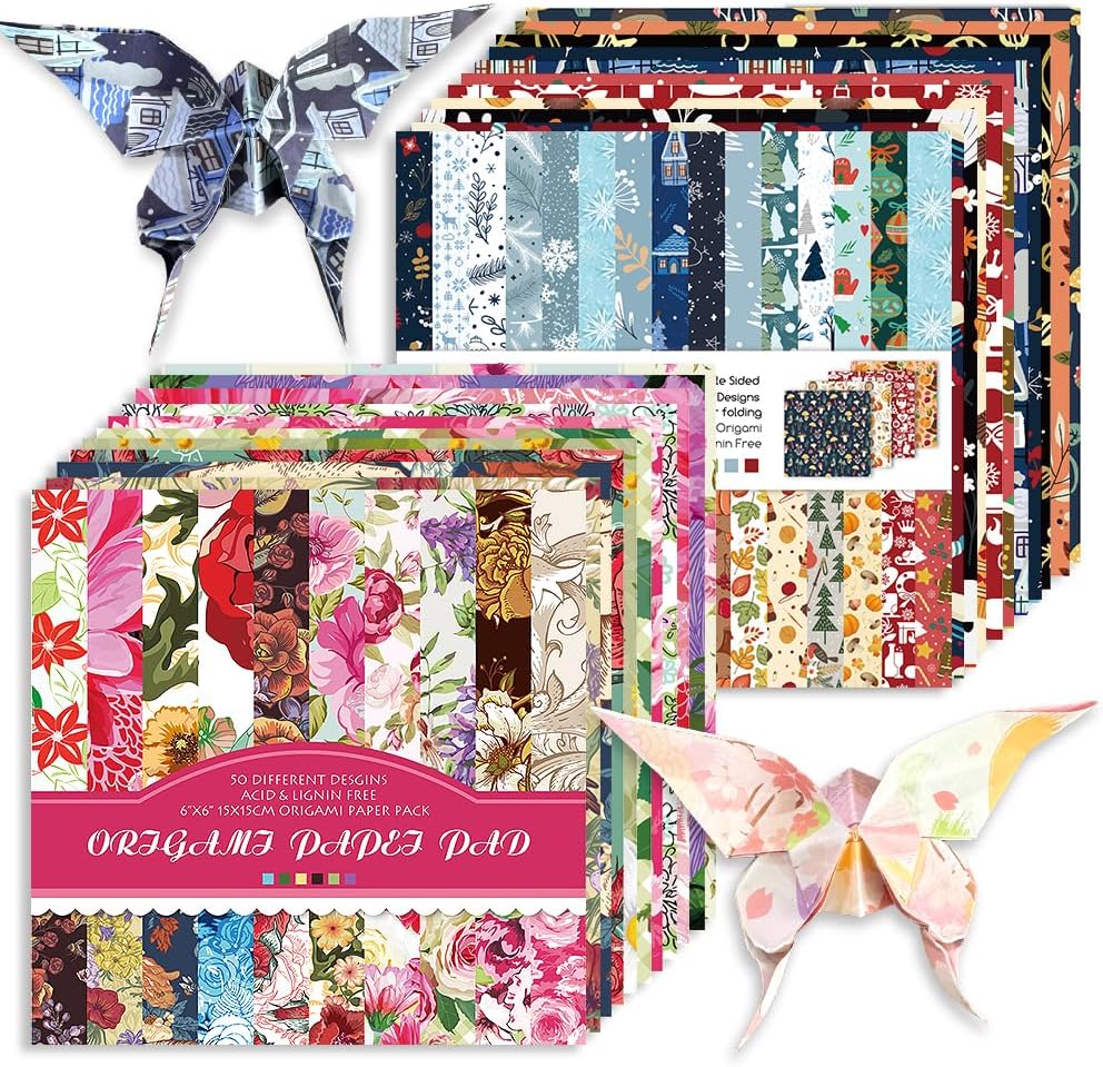 Origami Paper Kit 100 Sheets 70GSM 6 Inch Square Double Sided Color 100 Vivid Solid Colors for Hand Crafts Origami Paper Arts Creativity. Season - Crafty Corner