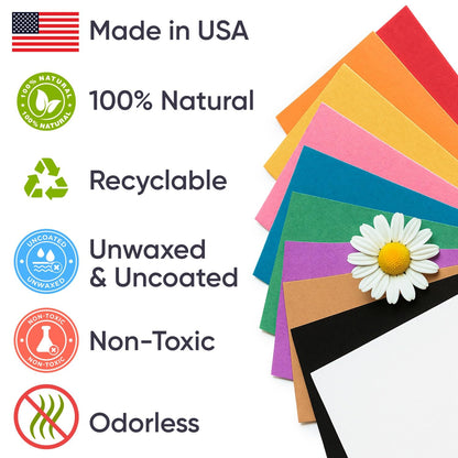 36" x 1200" (100 ft) Pack of 10 Rolls USA-Made Multi-Color Kraft Paper, 45 lbs/66 GSM – Colored Kraft Paper for Packing, Crafts, DIY Projects, Gift Wrapping – Non-Toxic, Safe for Kids