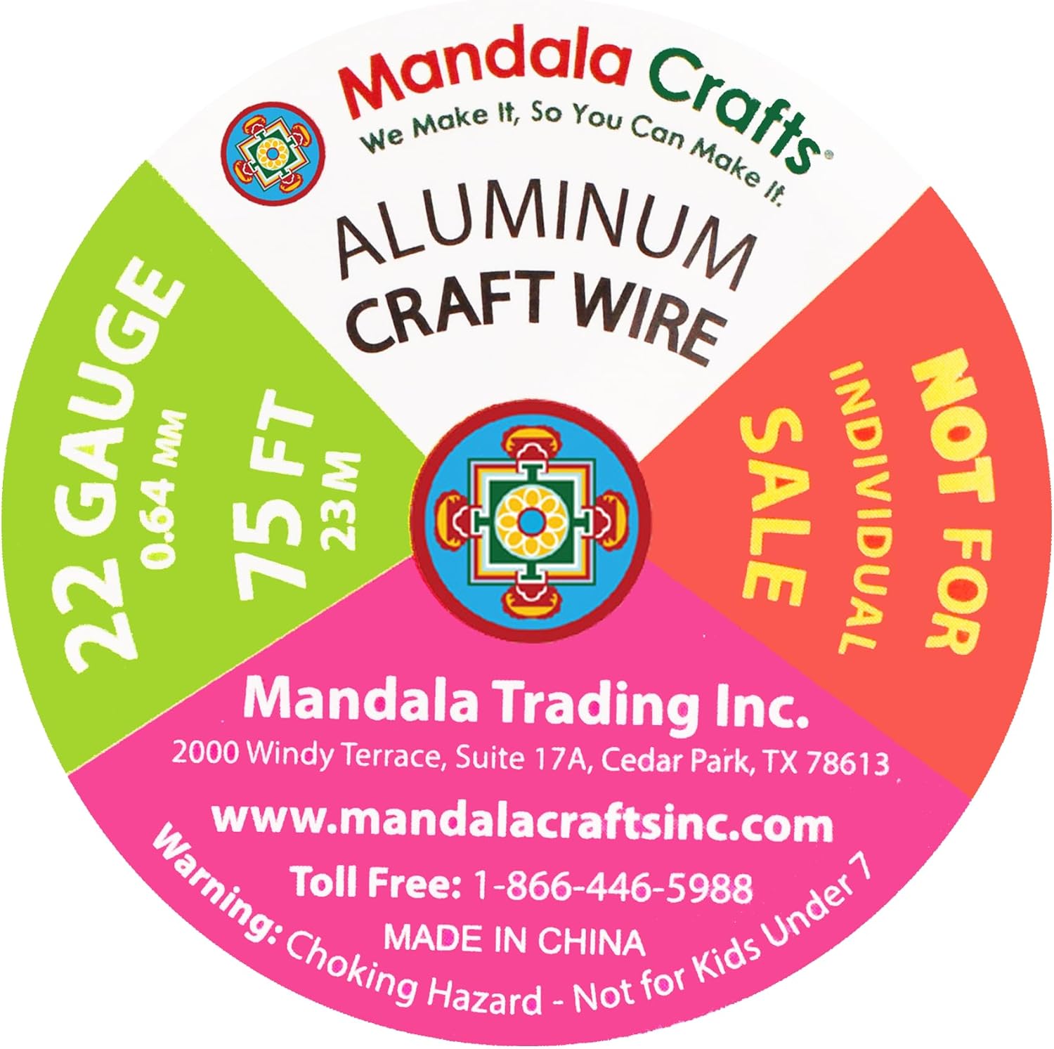 Mandala Crafts 22 Gauge Anodized Aluminum Craft Wire for Jewelry Making - 450 FT Colored Flexible Silver Lavender Purple Pink Ice Blue Turquoise Wire - Bendable for Bonsai Armature Crafting Sculpting - Crafty Corner