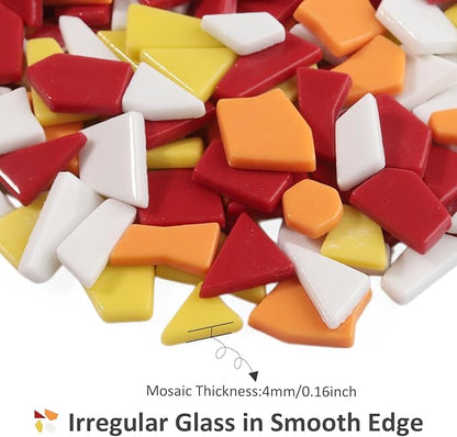 Youway Style Red Glass Mosaic Tiles for Crafts Bulk,200g Broken Glass Pieces for Autumn Mosaic Art Crafts,Garden Mosaic Supplies (Mixed Red)