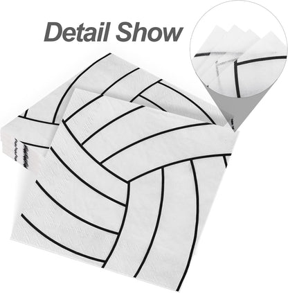 Aodaer 48 Count Volleyball-Themed Paper Napkins, 13 x 13 Inches Unfolded, 2-Ply Disposable Party Napkins for Volleyball Sports Party Supplies