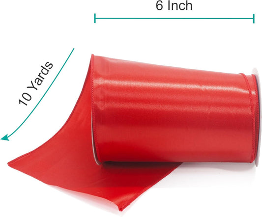 CT CRAFT LLC Satin Wired Ribbon 6 Inch x 10 Yards Red for Christmas Home Décor Gift Wrapping Tree Topper Bow Wreath DIY Crafts, - Crafty Corner