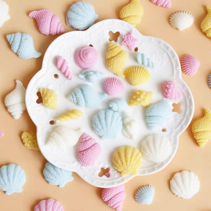 4 PCS Marine Theme Cake Fondant Silicone Mold Seashell Conch Starfish Baking Molds for DIY Cake Decoration Chocolate Candy Polymer Clay Crafting Projects