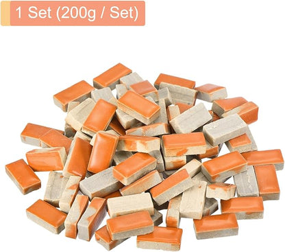 MECCANIXITY 200g Ceramic Mosaic Tiles for Crafts Bulk, Rectangle Orange Ceramic Tiles for Mosaic Kits Garden Stepping Stone Cup Mat
