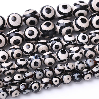 32PCS 12MM NaturalTibetan Stone Beads Round Loose Stone Beads for Jewelry Making DIY Energy Stone Healing Power Bracelet 15"