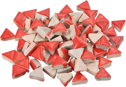 MECCANIXITY 200g Ceramic Mosaic Tiles for Crafts Bulk, Triangle Red Ceramic Tiles for Mosaic Kits Garden Stepping Stone Cup Mat