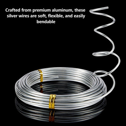 4 Pcs Aluminum Craft Wires, 3mm*10m, 2mm*5m, 1.5mm*5m, 1mm*5m, Bendable Craft Wire for Sculpting Armature DIY Jewelry Making (Silver)