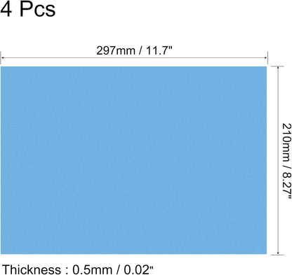 uxcell 4Pcs A4 Gel Light Lighting Filter Overlay Transparent Color Correction Plastic Vinyl PVC Sheets Photography Television Matte Blue,0.5mm