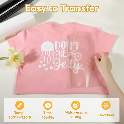 HTVRONT White Heat Transfer Vinyl - 12" x 45FT White HTV Vinyl Roll for T Shirts, White Iron on Vinyl Compatible with Cricut Cutting Machine & Silhouette Cameo - Easy to Cut & Weed