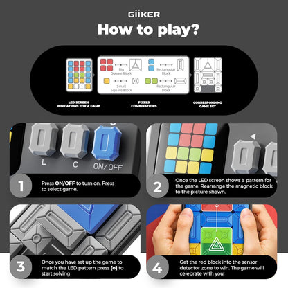 GiiKER Super Slide Puzzle Games, Original 500+ Challenges Brain Teaser Puzzle, Toys for Kids, Travel Games Birthday Gifts Easter Basket Stuffers for Boys Girls, Activities for Road Trips - Moon Grey