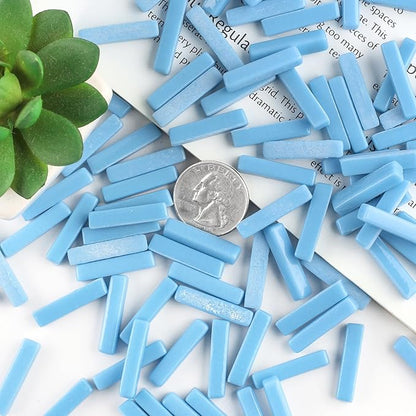 Youway Style Blue Mosaic Tiles for Crafts Bulk,150g Strips Shapes Mosaic Glass Pieces,Glass Mosaic Garden Craft Kit
