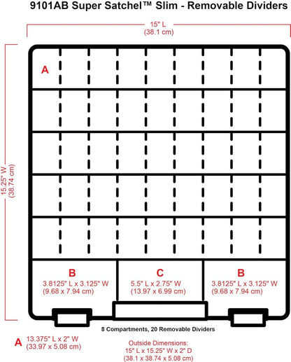 ArtBin 9101AB Super Satchel Slim with Removable Dividers, Art & Craft Organizer, [1] Plastic Storage Case, Clear, Divided Compartments